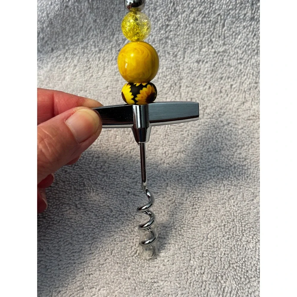Beaded Wine Corkscrew Set of 3 Handcrafted Decorative Bottle Openers Barware